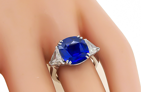 Estate 5.15ct Sapphire Diamond Engagement Ring