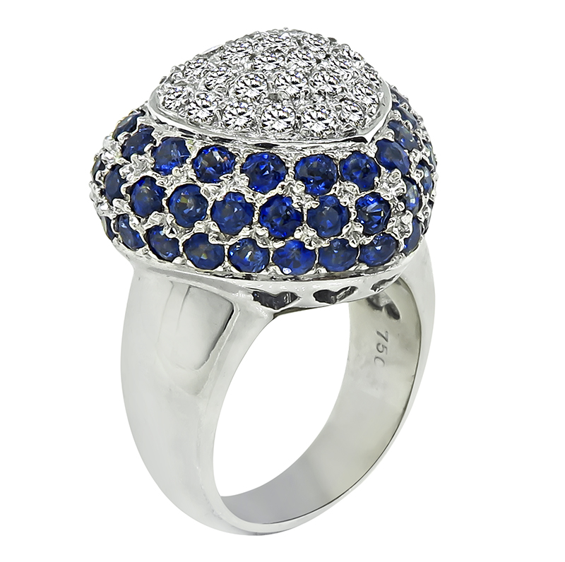 Estate 5.20ct Sapphire 1.00ct Diamond Heart Ring