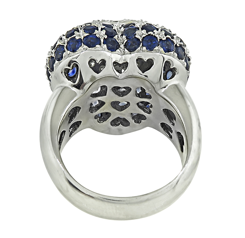 Estate 5.20ct Sapphire 1.00ct Diamond Heart Ring