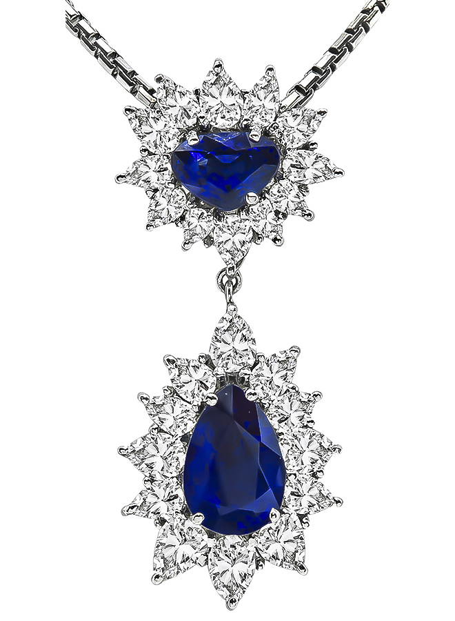 Estate 5.22ct Sapphire 4.50ct Diamond Pendant Necklace