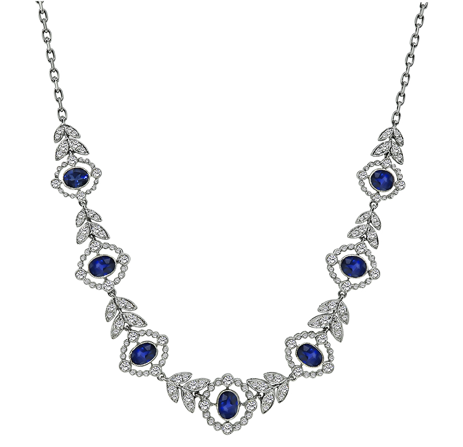 Estate 5.29ct Sapphire 2.75ct Diamond Necklace