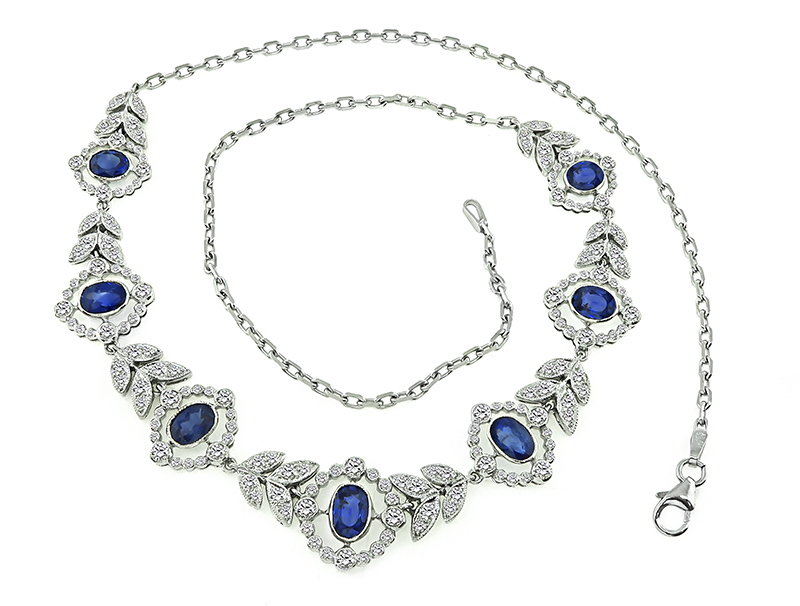 Estate 5.29ct Sapphire 2.75ct Diamond Necklace