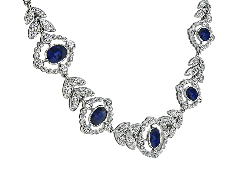 Estate 5.29ct Sapphire 2.75ct Diamond Necklace
