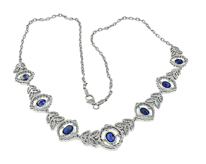Estate 5.29ct Sapphire 2.75ct Diamond Necklace