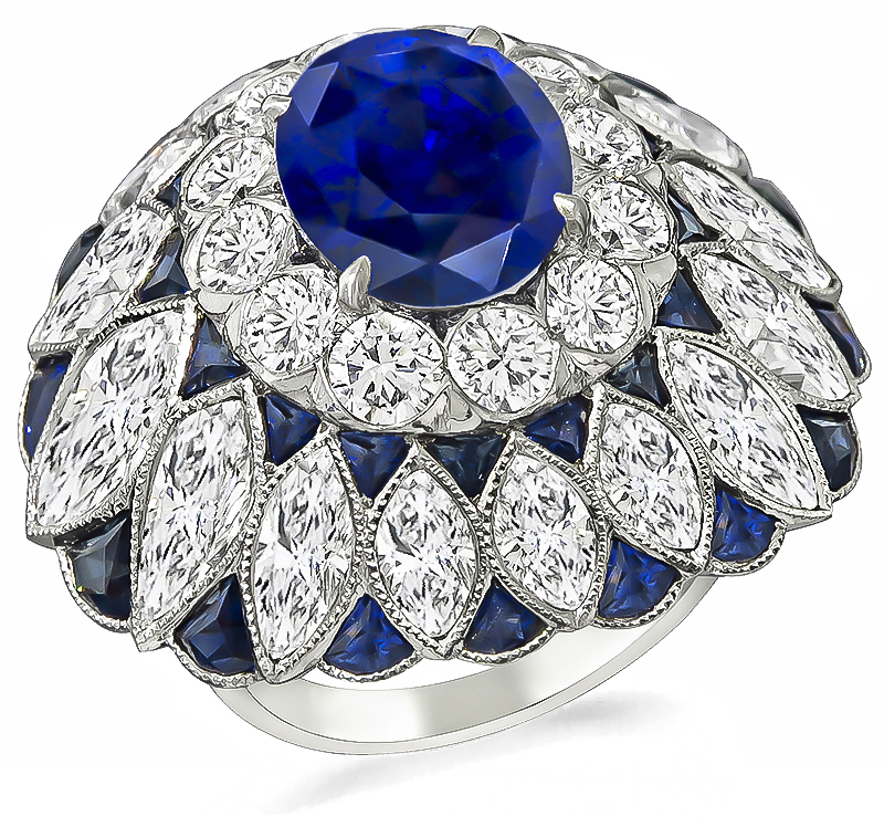 Estate 5.49ct Sapphire 10.00ct Diamond Cocktail Ring