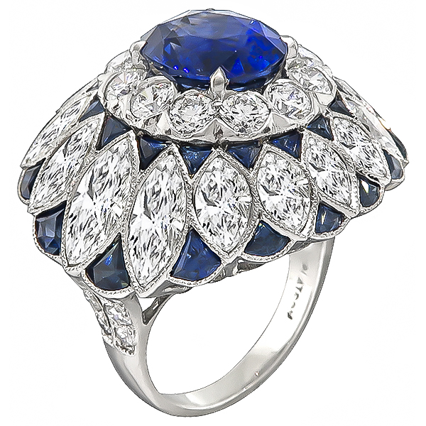 Estate 5.49ct Sapphire 10.00ct Diamond Cocktail Ring