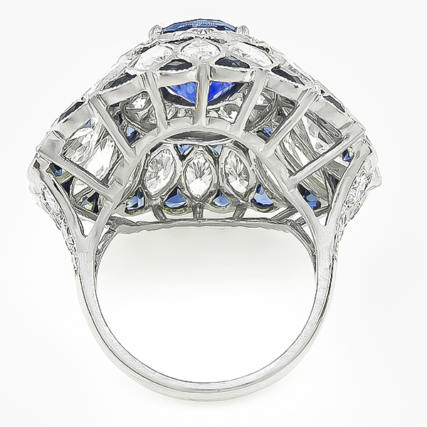 Estate 5.49ct Sapphire 10.00ct Diamond Cocktail Ring