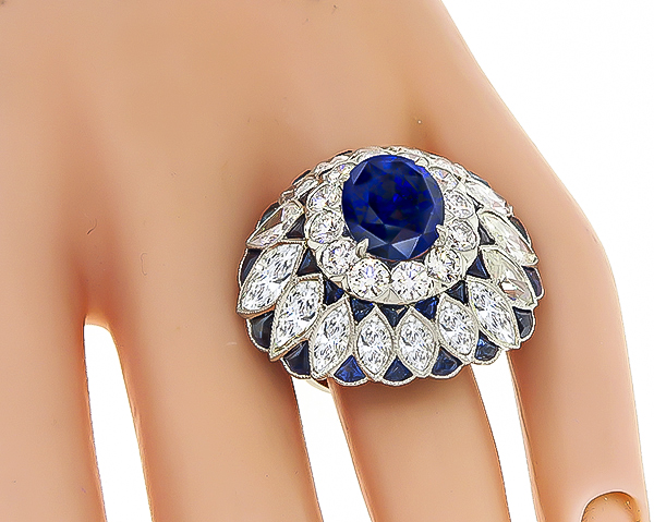 Estate 5.49ct Sapphire 10.00ct Diamond Cocktail Ring