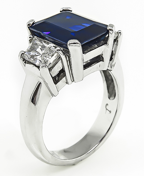Estate 5.62ct Sapphire 1.51ct Diamond Engagement Ring
