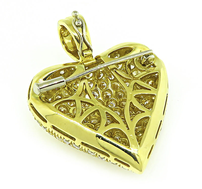 Estate 5.75ct Diamond Heart Pendant/Pin