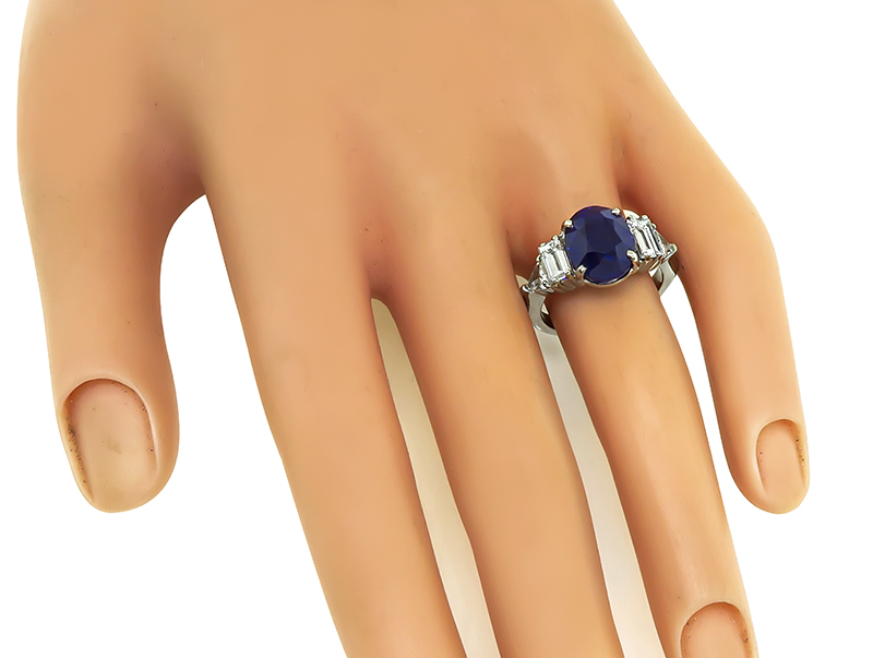 Estate 5.75ct Sapphire 1.75ct Diamond Engagement Ring
