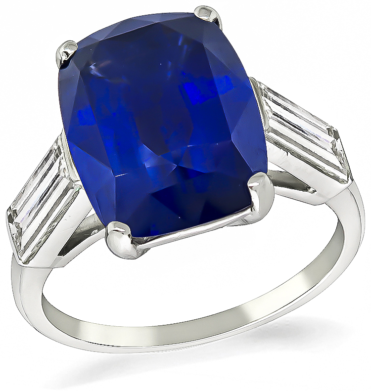 Estate 5.80ct Sapphire 0.40ct Diamond Engagement Ring