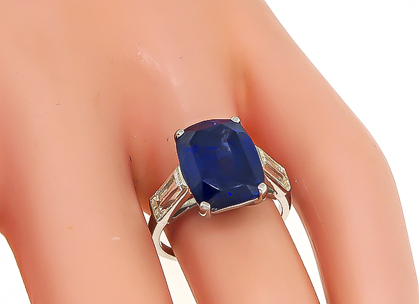 Estate 5.80ct Sapphire 0.40ct Diamond Engagement Ring