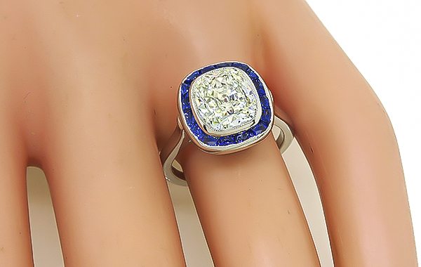 Estate 2.92ct Diamond Sapphire Engagement Ring