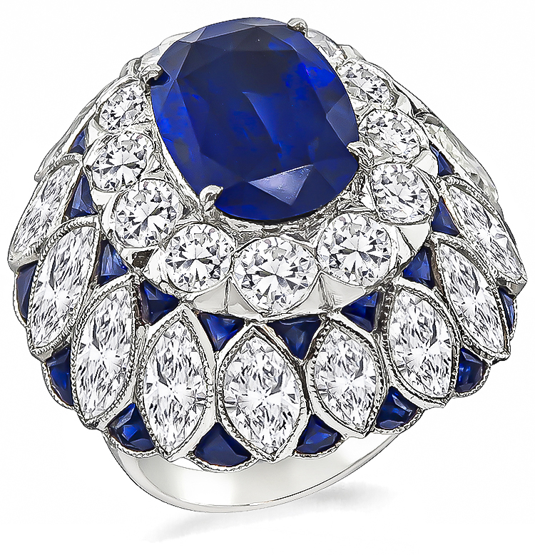 Estate 6.14ct Sapphire 9.06ct Diamond Cocktail Ring