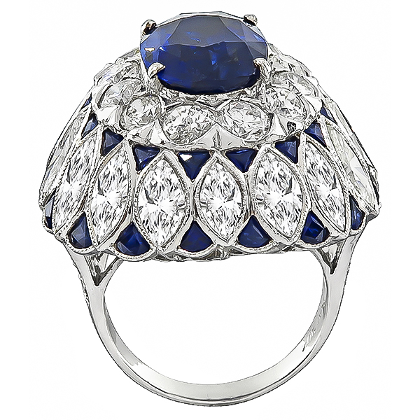 Estate 6.14ct Sapphire 9.06ct Diamond Cocktail Ring