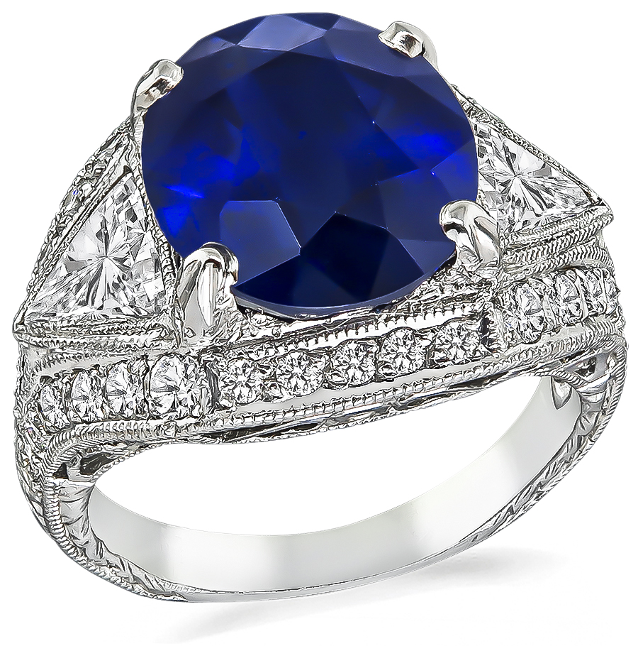 Estate 6.22ct Sapphire Diamond Engagement Ring