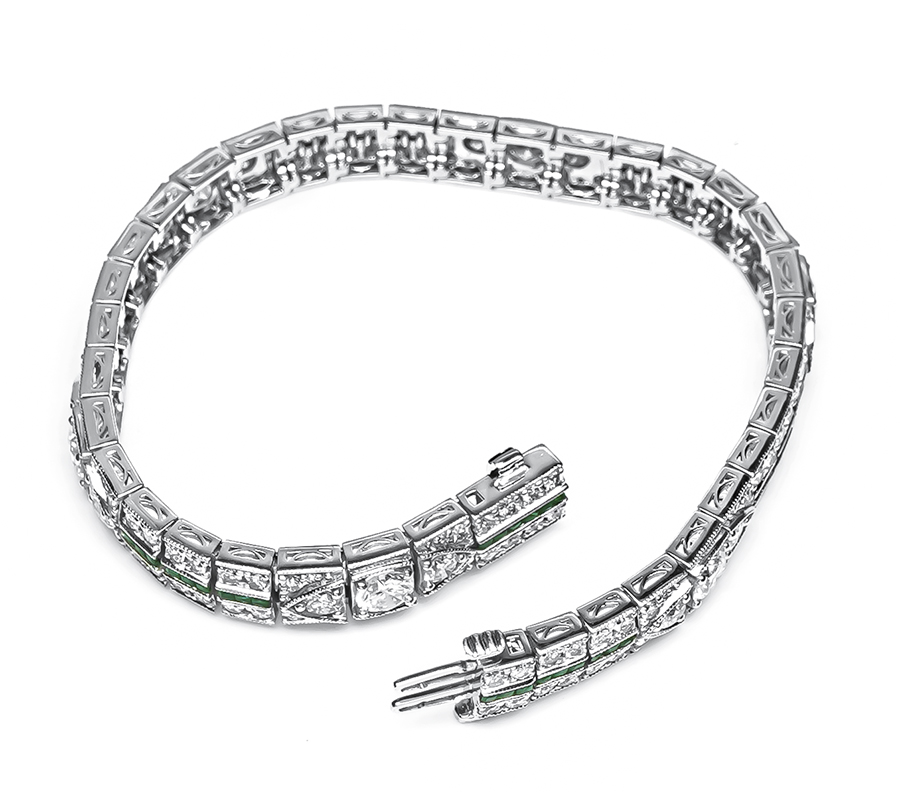 Estate 6.34ct Diamond 0.84ct Emerald Bracelet