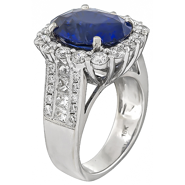 Estate 6.45ct Sapphire 1.75ct Diamond Ring