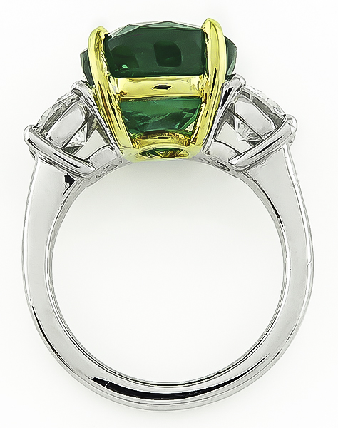 Estate 6.47ct Emerald GIA Certified 1.56ct Diamond Anniversary Ring