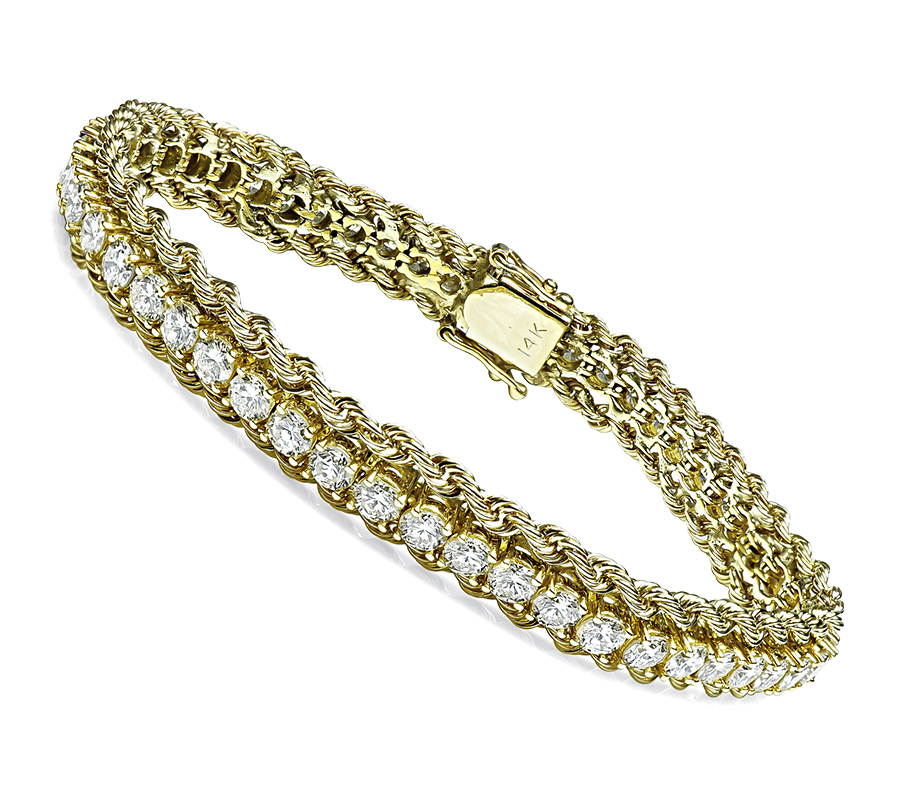 Estate 7.00ct Diamond Gold Bracelet