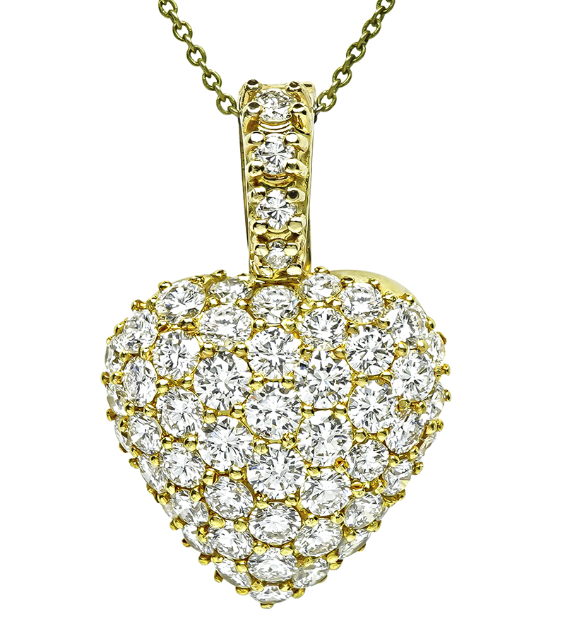 Estate 7.00ct Diamond Gold Heart Pendant