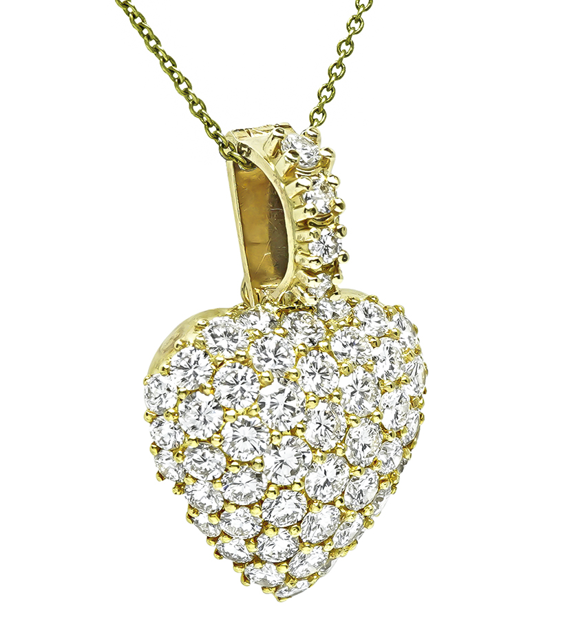 Estate 7.00ct Diamond Gold Heart Pendant