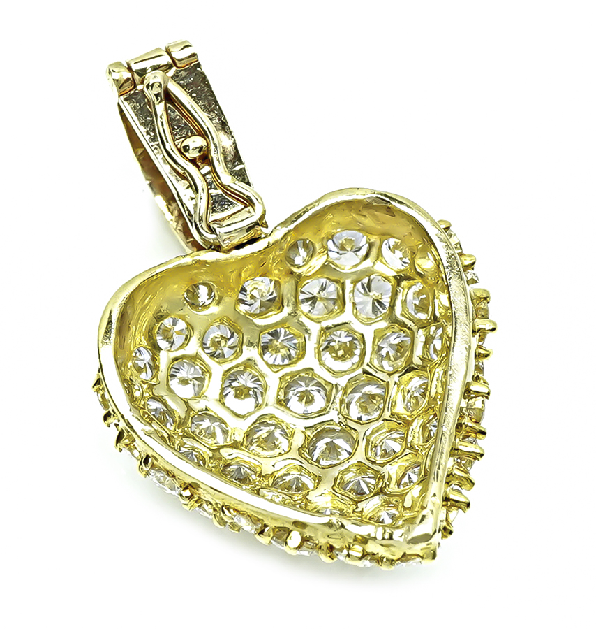 Estate 7.00ct Diamond Gold Heart Pendant