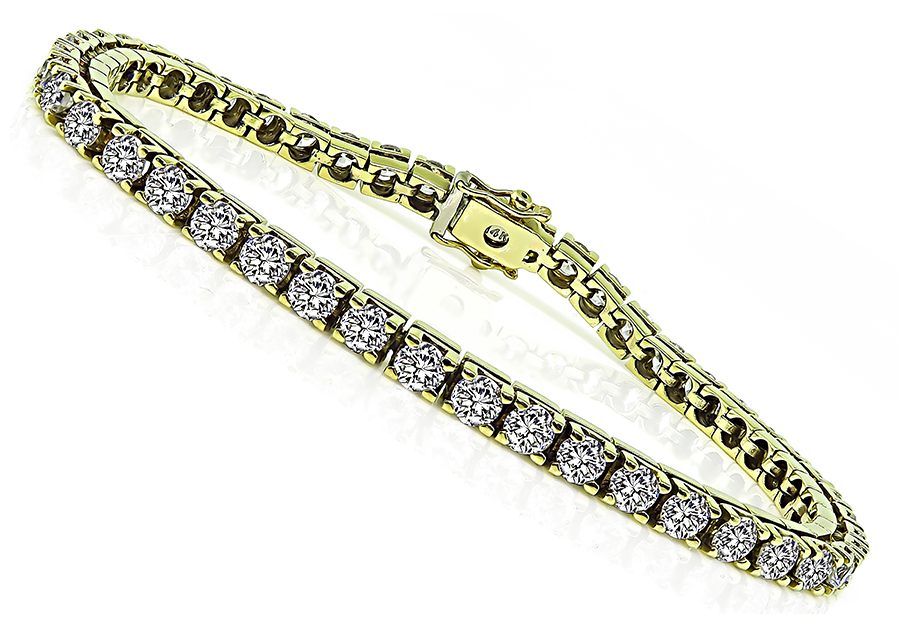 Estate 7.00ct Diamond Gold Tennis Bracelet