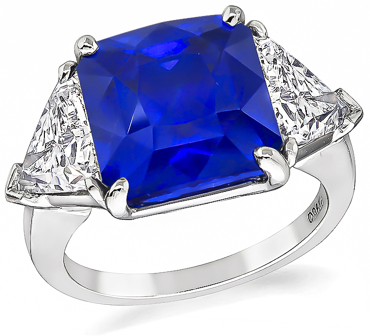 Estate 7.17ct Sapphire 2.07cttw GIA Certified Diamond Engagement Ring
