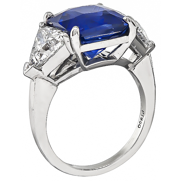 Estate 7.17ct Sapphire 2.07cttw GIA Certified Diamond Engagement Ring