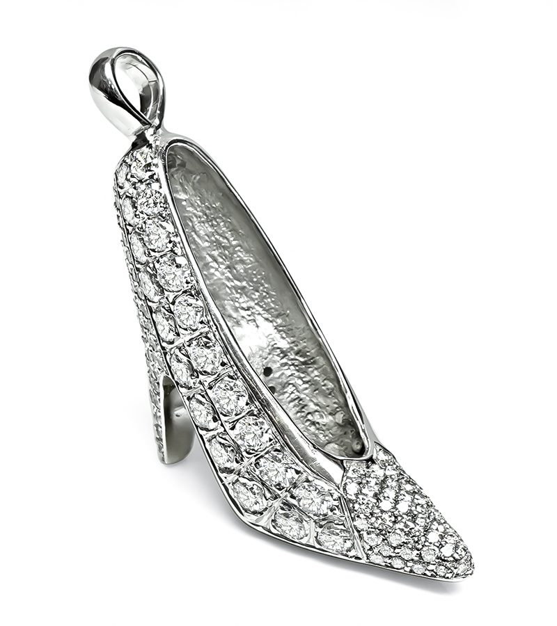 Estate 7.65ct White and Fancy Yellow Diamond Stiletto High Heel Pendant