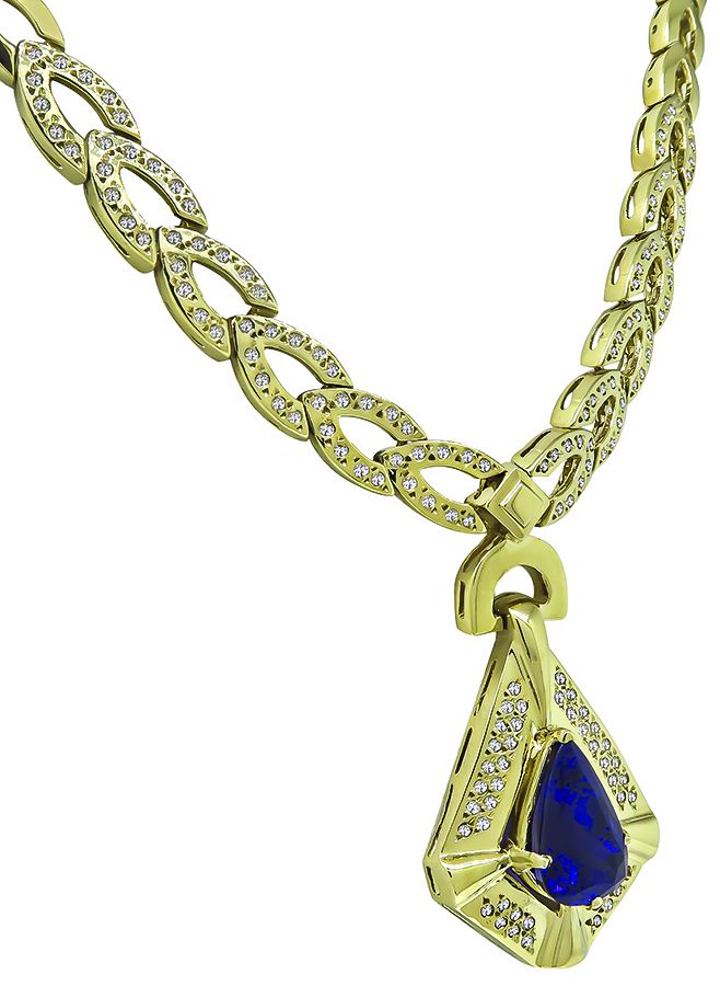 Estate 7.98ct Tanzanite 2.00ct Diamond Gold Necklace