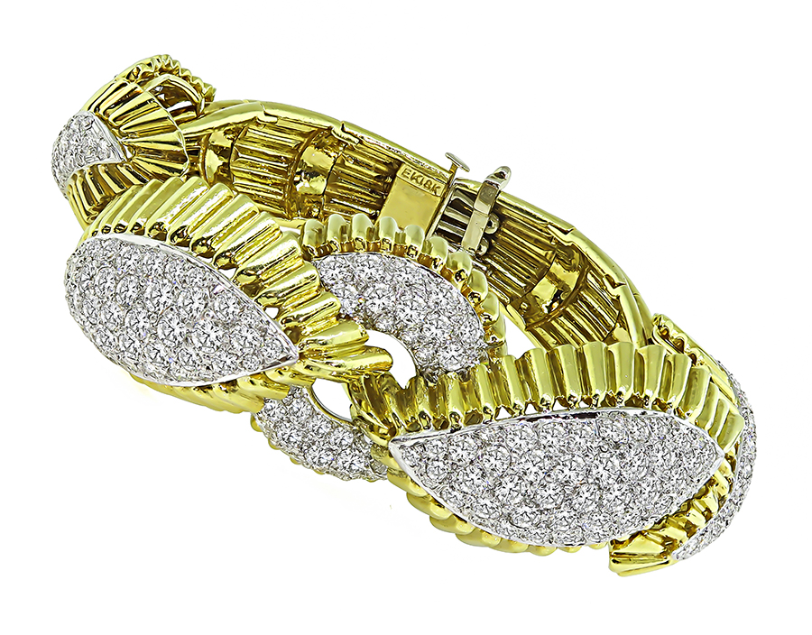 Estate 8.00ct Diamond Gold Platinum Bracelet