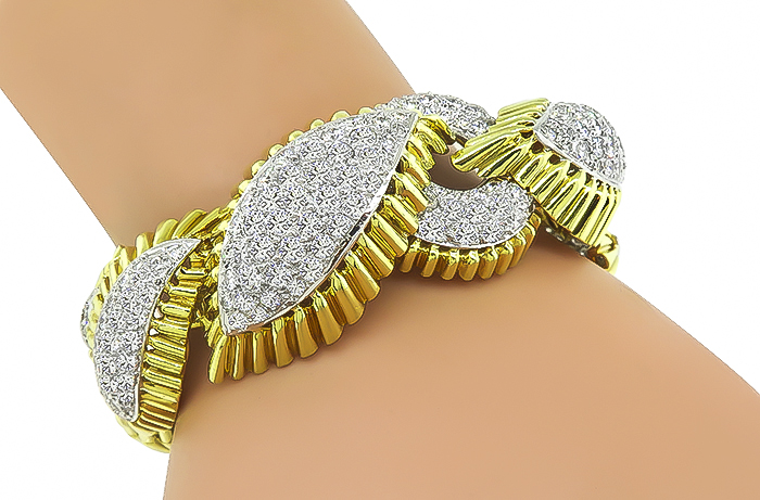 Estate 8.00ct Diamond Gold Platinum Bracelet