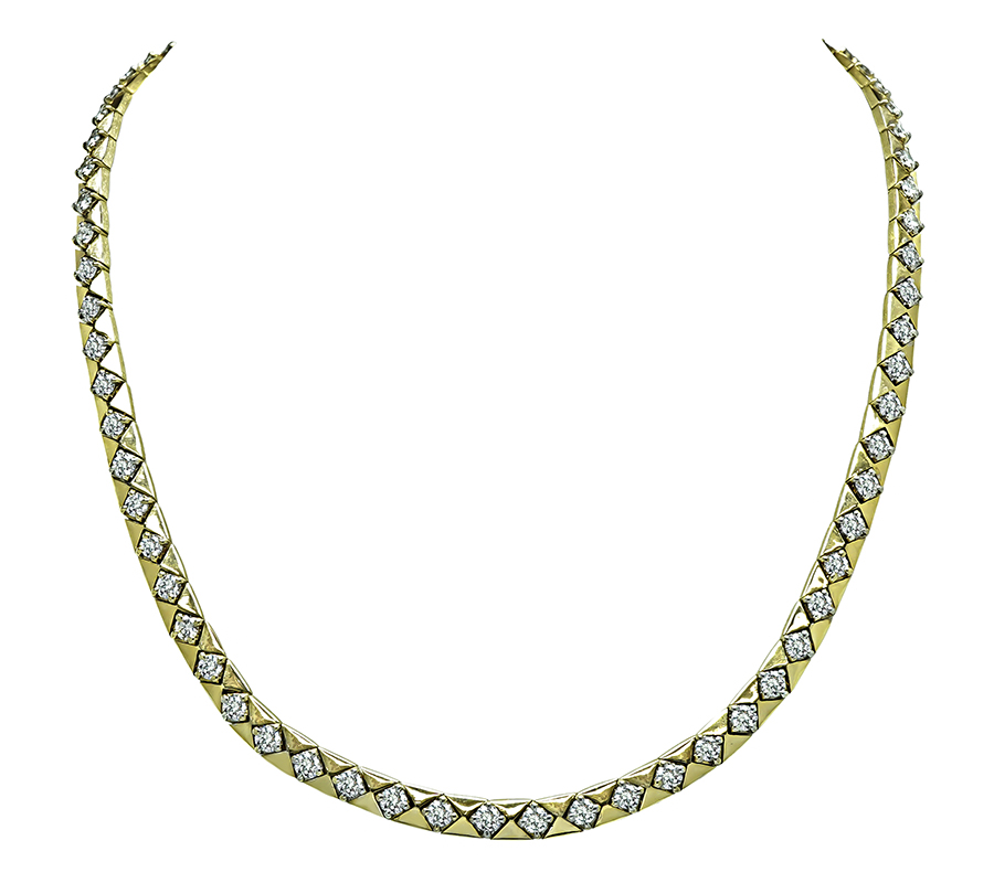 Estate 8.00ct Diamond Gold Necklace