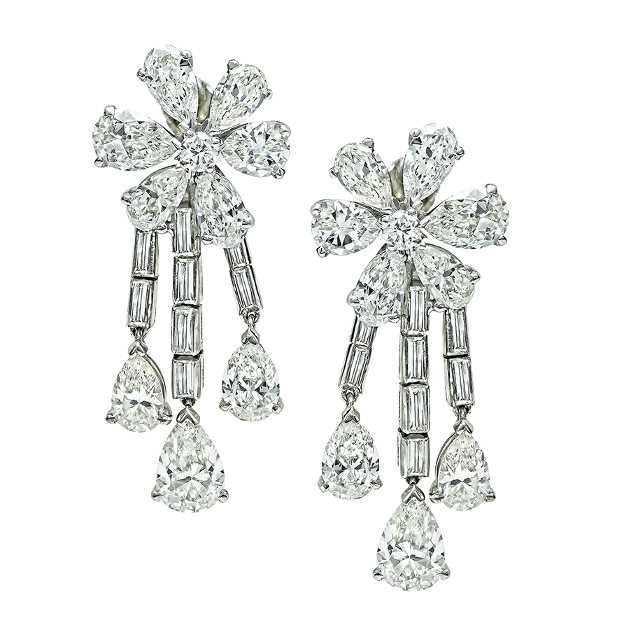 Estate 8.00ct Diamond Platinum Earrings