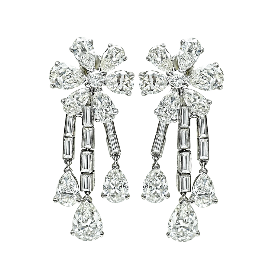 Estate 8.00ct Diamond Platinum Earrings