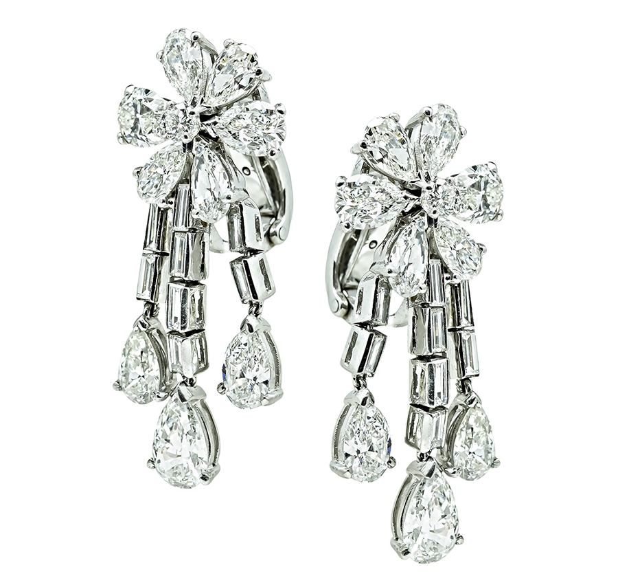 Estate 8.00ct Diamond Platinum Earrings