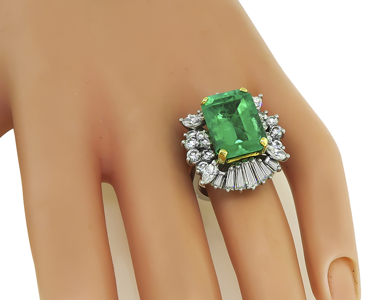 Estate 8.00ct Colombian Emerald 2.50ct Diamond Ring