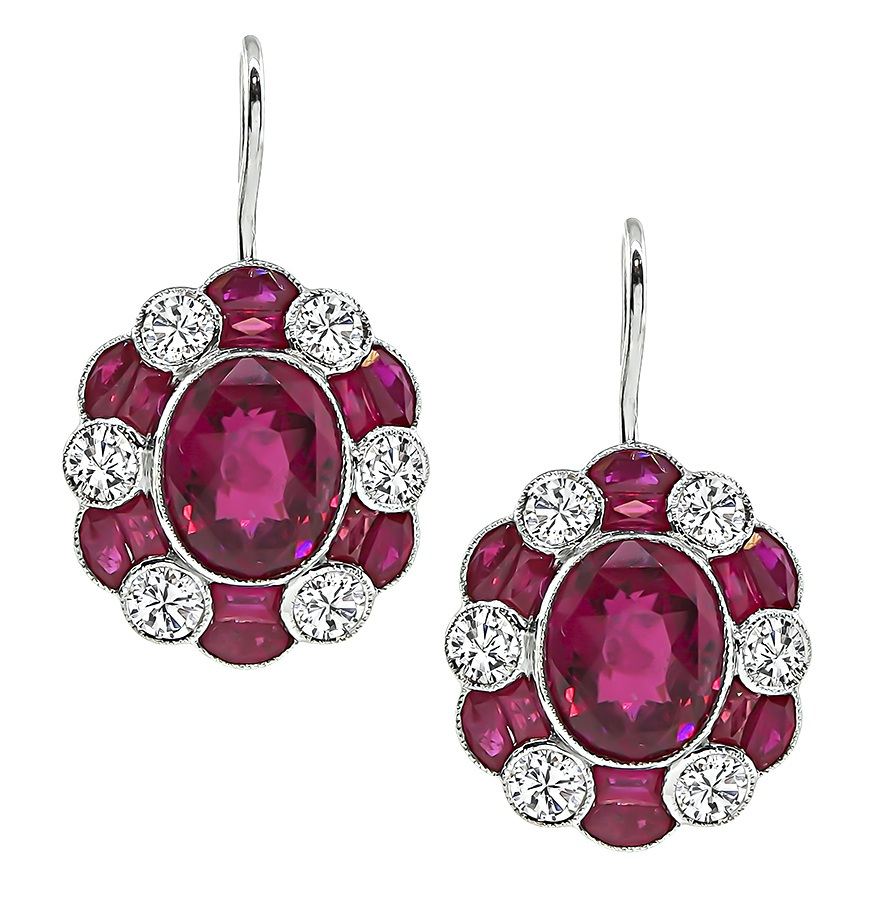 Estate 8.23ct Center Rubellite 2.40ct Diamond Earrings