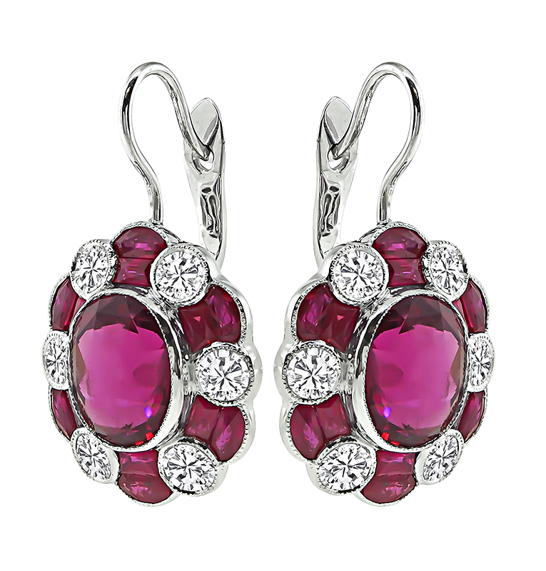 Estate 8.23ct Center Rubellite 2.40ct Diamond Earrings