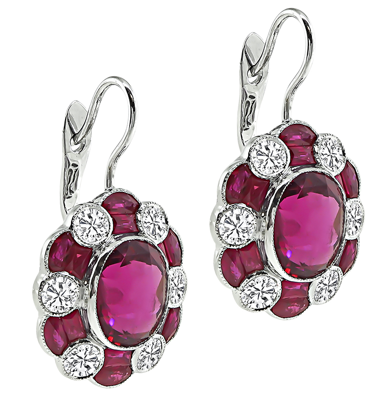 Estate 8.23ct Center Rubellite 2.40ct Diamond Earrings