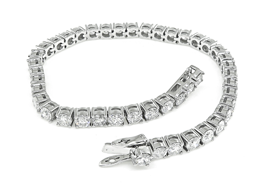 Estate 8.09ct Diamond Platinum Tennis Bracelet