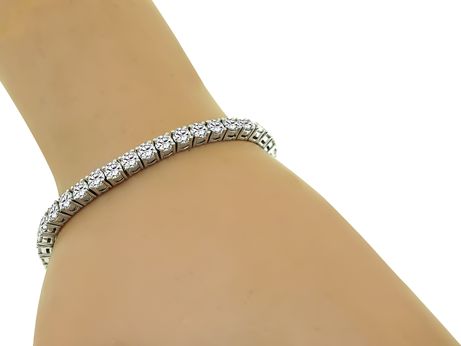 Estate 8.09ct Diamond Platinum Tennis Bracelet