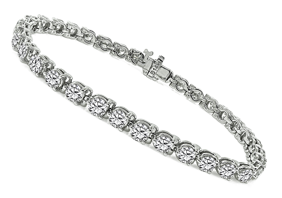 Estate 8.31ct Diamond 14k White Gold Tennis Bracelet