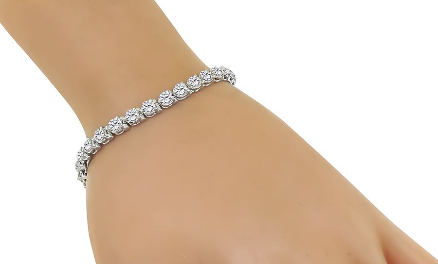 Estate 8.31ct Diamond 14k White Gold Tennis Bracelet