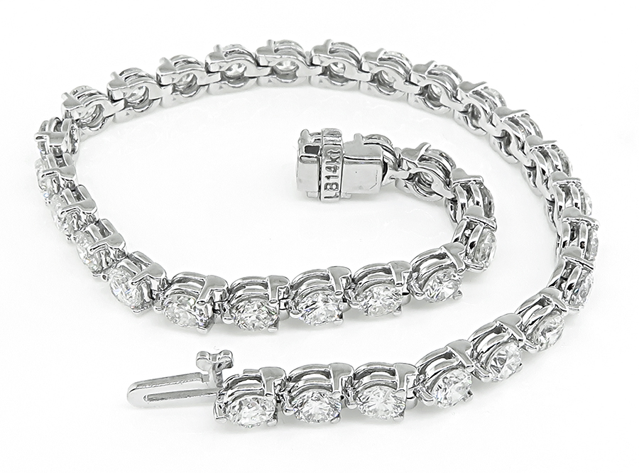 Estate 8.31ct Diamond 14k White Gold Tennis Bracelet