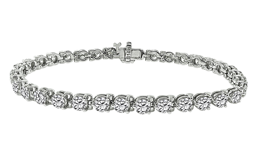 Estate 8.31ct Diamond 14k White Gold Tennis Bracelet