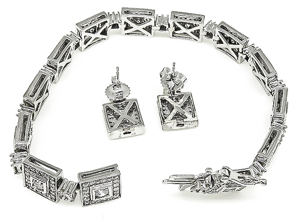 Estate 8.50ct Diamond Bracelet and Earrings Set